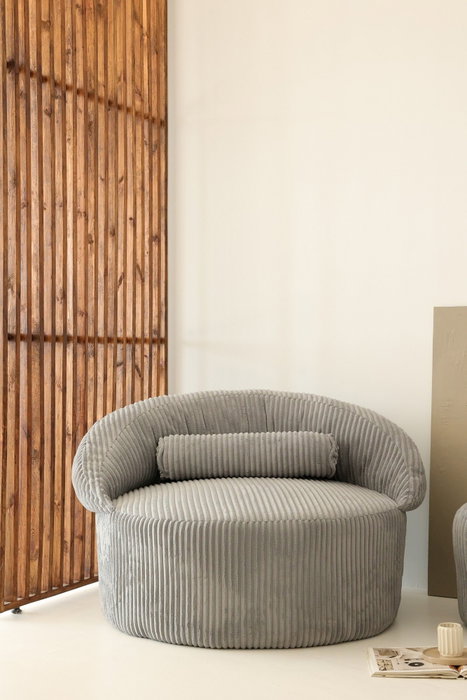Atelier Del Sofa Juego de Sofá de 1 Plaza y Pouffe Antracita